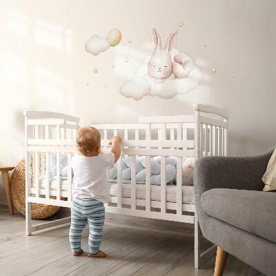 Wall sticker 60x52 Bunny on clouds and pastel watercolors