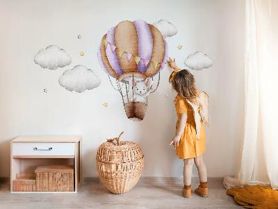 Wall sticker 60x70 A mouse's balloon journey in pastel clouds