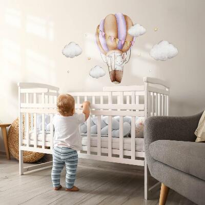 Wall sticker 60x70 A mouse's balloon journey in pastel clouds