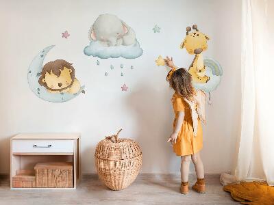 Wall sticker 60x91 Cute animals in a pastel sky