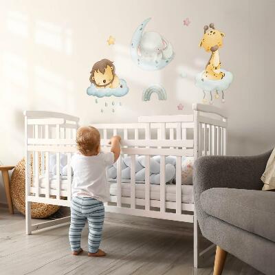 Wall sticker 60x91 Cute animals in a pastel sky