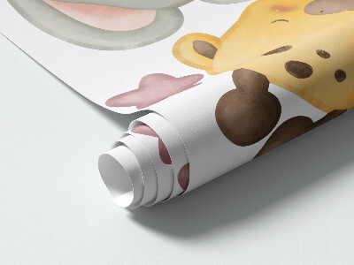 Wall sticker 60x91 Cute animals in a pastel sky