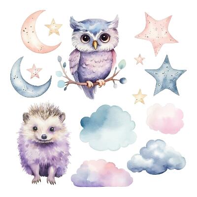 Wall sticker 60x79 Animals in the pastel magic of the night sky