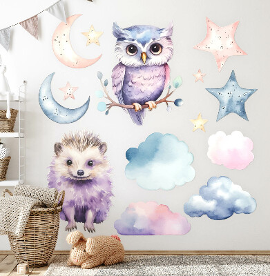 Wall sticker 60x79 Animals in the pastel magic of the night sky