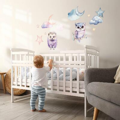 Wall sticker 60x79 Animals in the pastel magic of the night sky