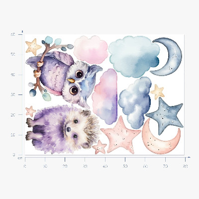 Wall sticker 60x79 Animals in the pastel magic of the night sky