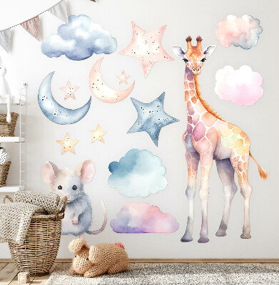 Wall sticker 60x57 Night wonders of nature in a pastel watercolor style
