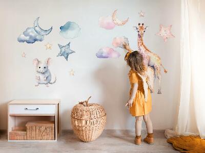 Wall sticker 60x57 Night wonders of nature in a pastel watercolor style