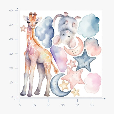 Wall sticker 60x57 Night wonders of nature in a pastel watercolor style