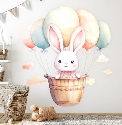 Wall sticker 60x63 Bunny with balloons in watercolor shades
