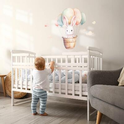 Wall sticker 60x63 Bunny with balloons in watercolor shades