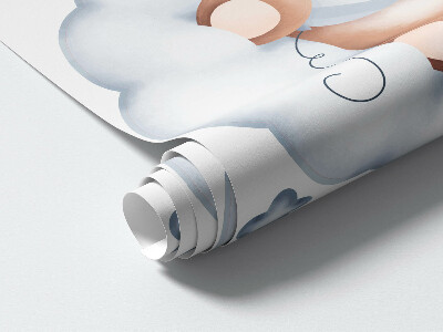 Wall sticker 60x106 Sweet teddy bears in clouds in pastel shades