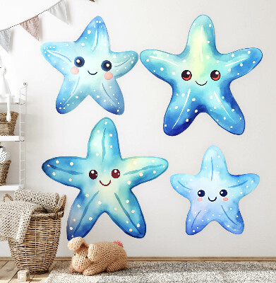 Wall sticker 60x64 Blue starfish in watercolor style