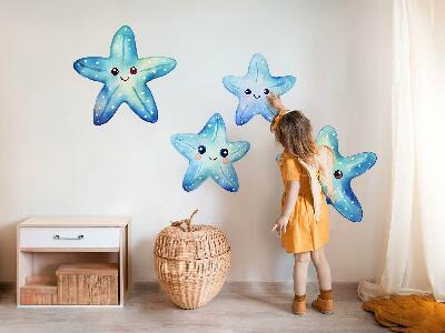 Wall sticker 60x64 Blue starfish in watercolor style