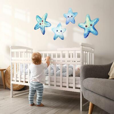 Wall sticker 60x64 Blue starfish in watercolor style