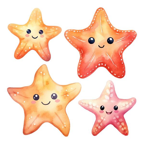 Wall sticker 60x65 Pastel happy starfish in watercolor style