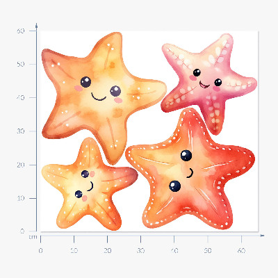 Wall sticker 60x65 Pastel happy starfish in watercolor style