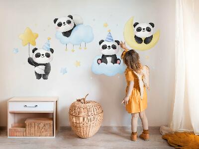 Wall sticker 60x84 Cute pandas on pastel sky in watercolor