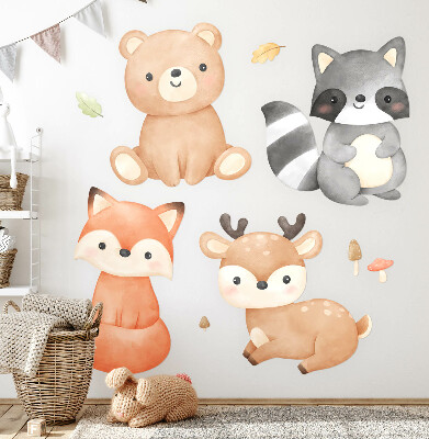 Wall sticker 60x76 Forest animals in a pastel watercolor aesthetic