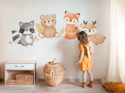 Wall sticker 60x76 Forest animals in a pastel watercolor aesthetic