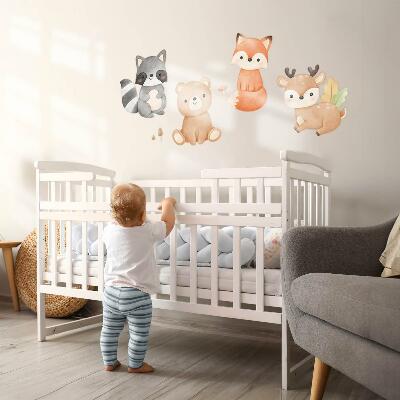Wall sticker 60x76 Forest animals in a pastel watercolor aesthetic