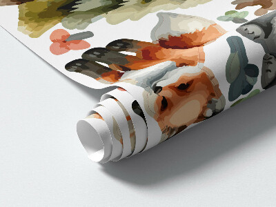 Wall sticker 60x65 Animals and plants in pastel boho watercolor