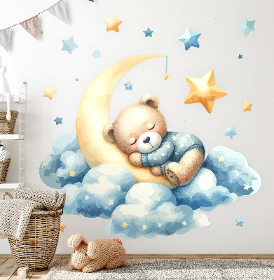 Wall sticker 60x57 Cute teddy bear on the moon in the clouds and stars