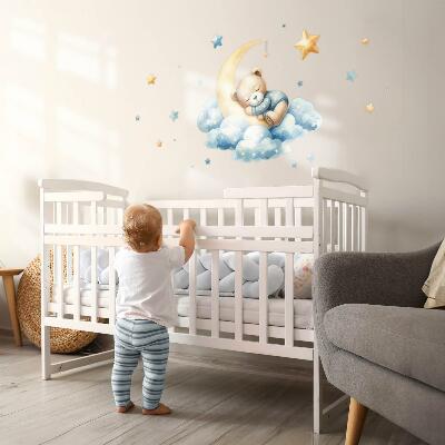 Wall sticker 60x57 Cute teddy bear on the moon in the clouds and stars