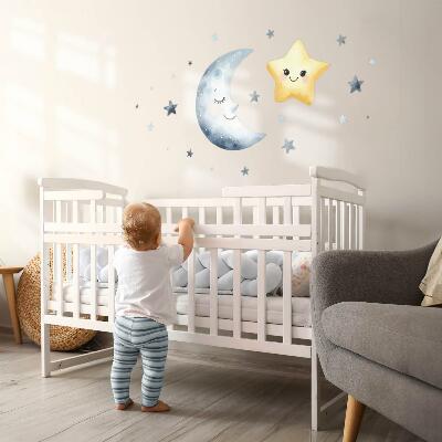 Wall sticker 60x104 Moon and star in night watercolor style