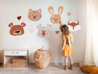 Wall sticker 60x97 Forest animals in boho pastel hearts
