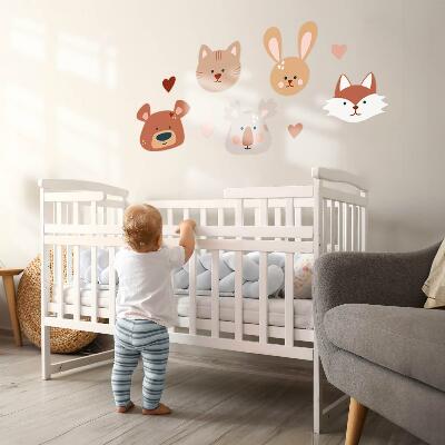 Wall sticker 60x97 Forest animals in boho pastel hearts