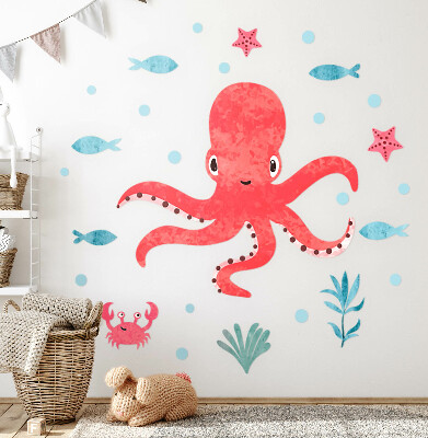 Wall sticker 60x64 Octopus in pastel watercolor style
