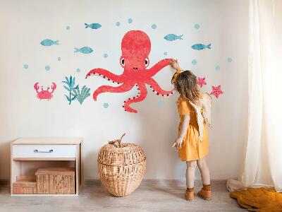 Wall sticker 60x64 Octopus in pastel watercolor style