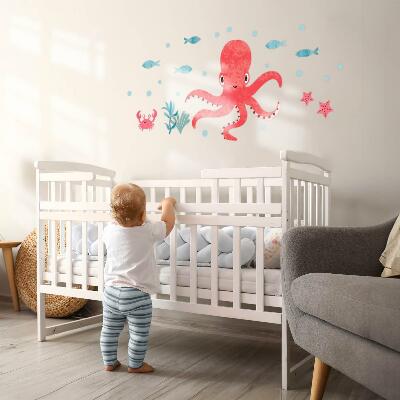 Wall sticker 60x64 Octopus in pastel watercolor style