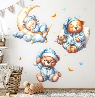 Wall sticker 60x103 Teddy bears in space watercolor pastel sky