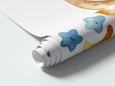 Wall sticker 60x103 Teddy bears in space watercolor pastel sky