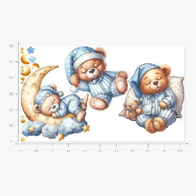 Wall sticker 60x103 Teddy bears in space watercolor pastel sky