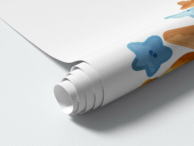 Wall sticker 60x79 Sleeping teddy bear on the moon in pastel space