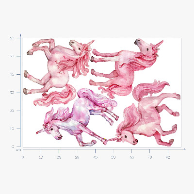 Wall sticker 60x87 Pastel horses and unicorns in watercolor
