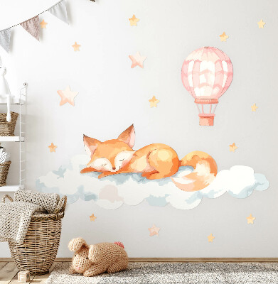 Wall sticker 60x94 Pastel fox in a cloud with stars and a balloon