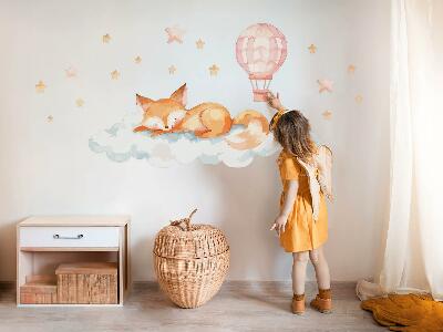 Wall sticker 60x94 Pastel fox in a cloud with stars and a balloon