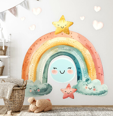 Wall sticker 60x66 Pastel rainbow with stars in nature