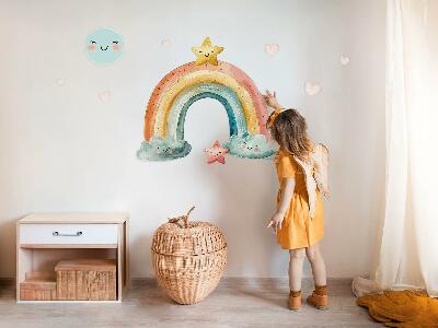 Wall sticker 60x66 Pastel rainbow with stars in nature