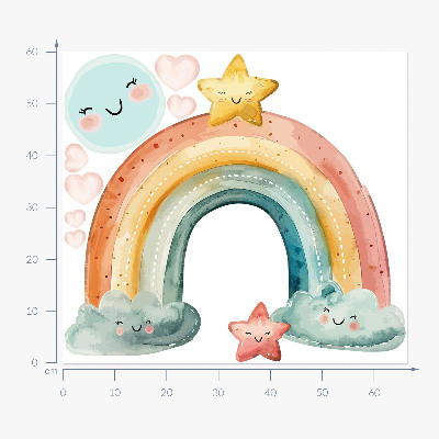 Wall sticker 60x66 Pastel rainbow with stars in nature