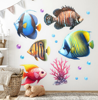 Wall sticker 60x91 The underwater world of colorful watercolor fish