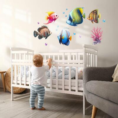 Wall sticker 60x91 The underwater world of colorful watercolor fish