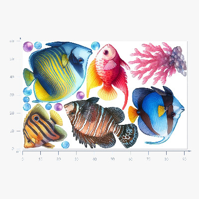 Wall sticker 60x91 The underwater world of colorful watercolor fish