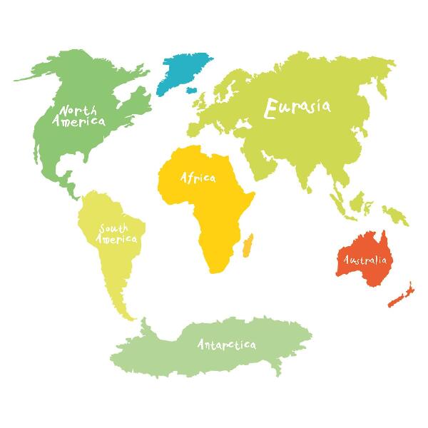 Wall sticker 60x87 Pastel continents map graphic illustration