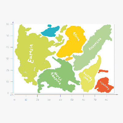 Wall sticker 60x87 Pastel continents map graphic illustration