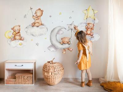 Wall sticker 60x106 Teddy bears in pastel watercolor sky